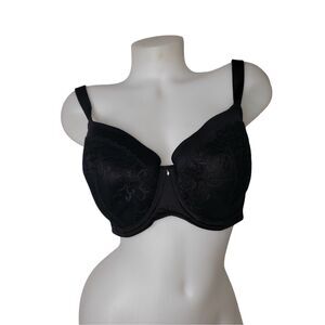 Ambrielle Lightly Lined Balconette Full Figure Black Underwire Bra Size 40DD NEW